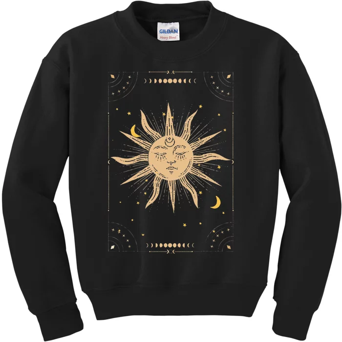 Dark Academia Aesthetic Light Academia Sun And Moon Tarot Kids Sweatshirt