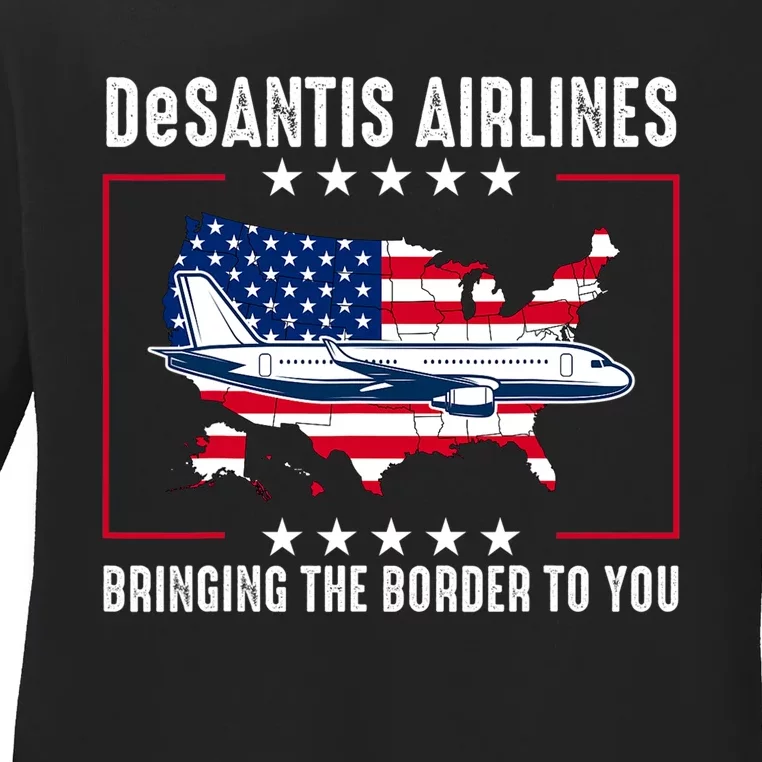 DeSantis Airlines American US Flag Ladies Long Sleeve Shirt