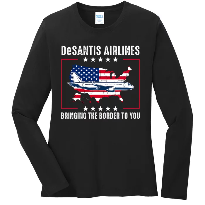 DeSantis Airlines American US Flag Ladies Long Sleeve Shirt