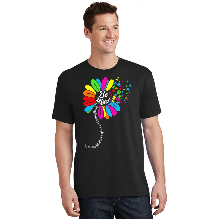 Dandelion Autism Awareness Be Kind Puzzle Mom Support T-Shirt