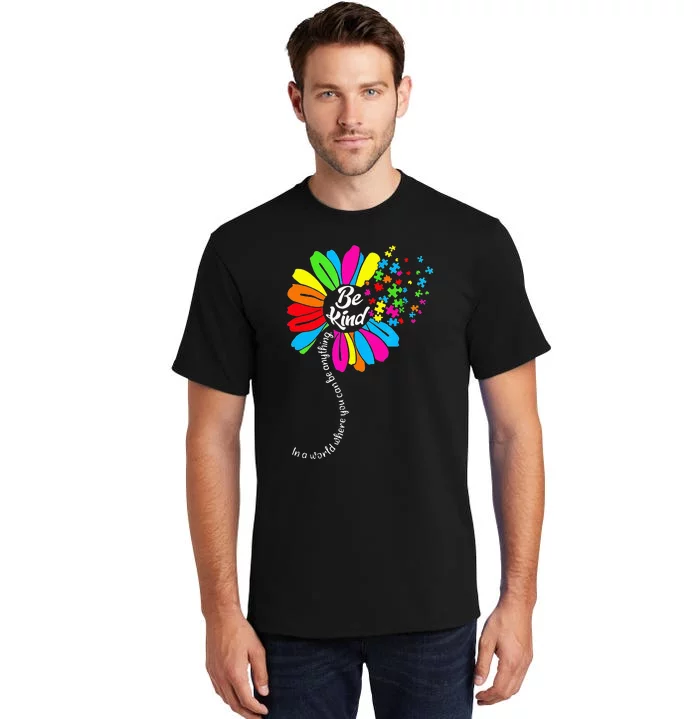 Dandelion Autism Awareness Be Kind Puzzle Mom Support Tall T-Shirt