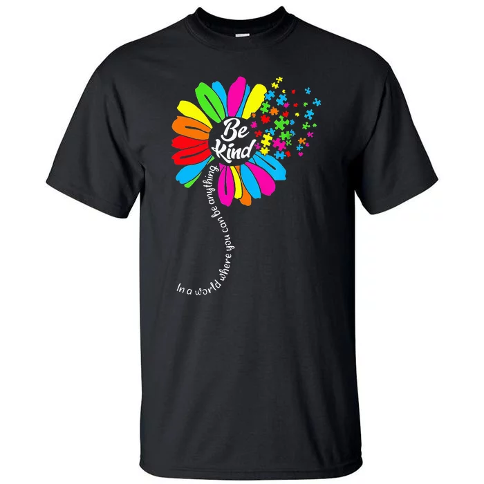 Dandelion Autism Awareness Be Kind Puzzle Mom Support Tall T-Shirt