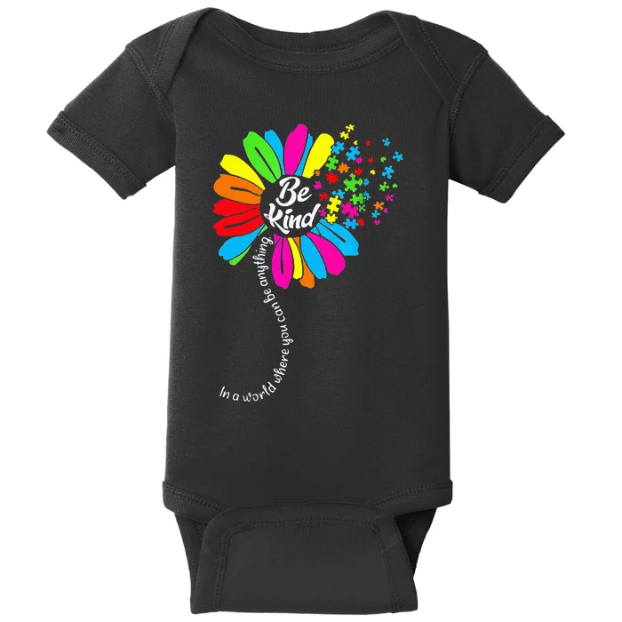 Dandelion Autism Awareness Be Kind Puzzle Mom Support Baby Bodysuit