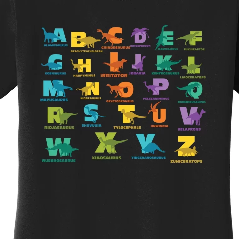 Dinosaurs Alphabet ABC Dino Identification Women's T-Shirt