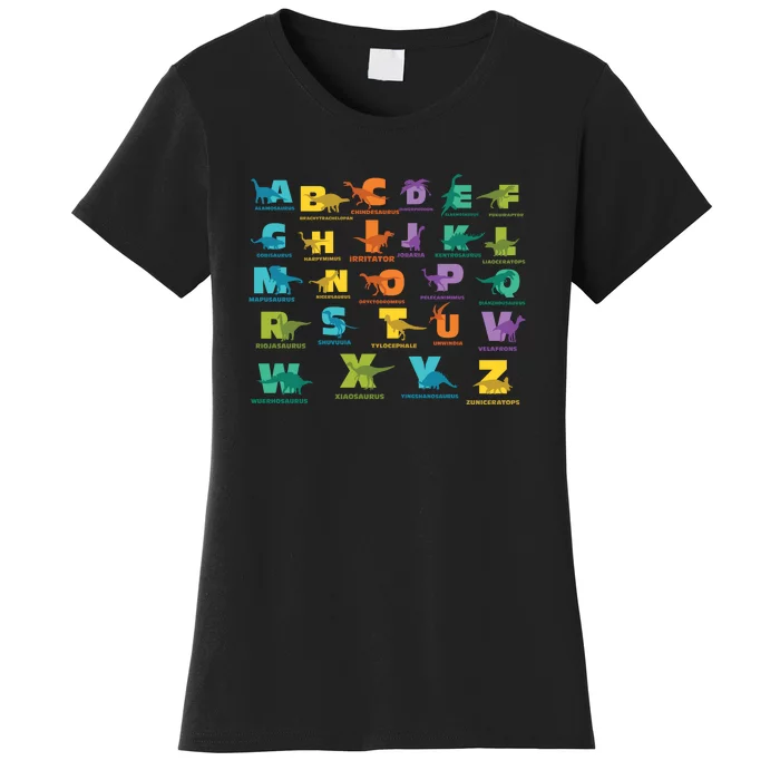 Dinosaurs Alphabet ABC Dino Identification Women's T-Shirt