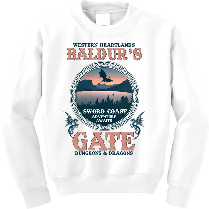 Dnd Adventure Awaits At Baldurs Gate Kids Sweatshirt