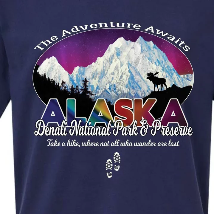 Denali Alaska Aurora Borealis National Park Hiker Souvenir Cute Gift Sueded Cloud Jersey T-Shirt