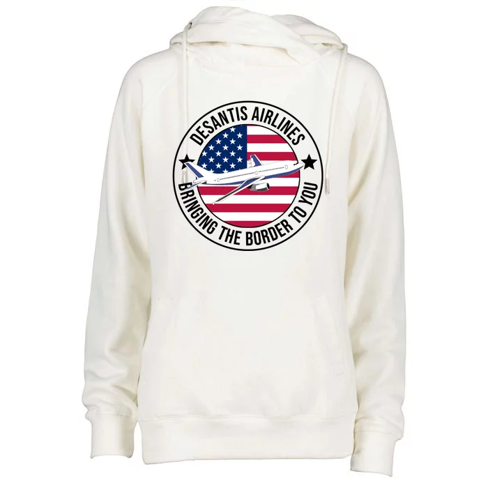 Desantis Airlines American Flag Political Womens Funnel Neck Pullover Hood