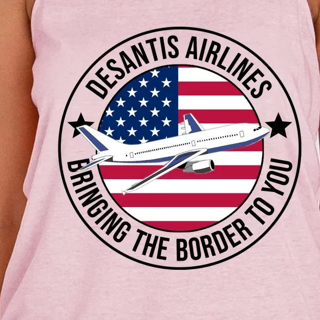 Desantis Airlines American Flag Political Women's Knotted Racerback Tank