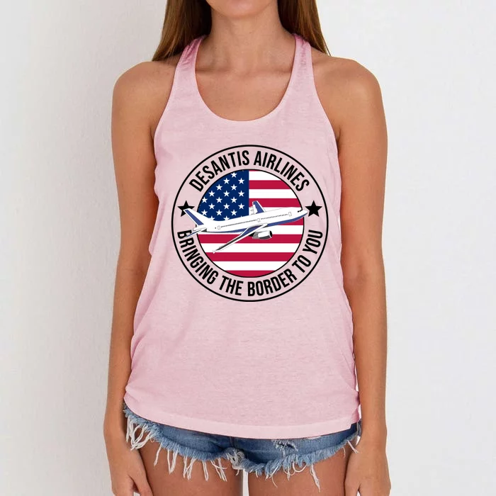 Desantis Airlines American Flag Political Women's Knotted Racerback Tank