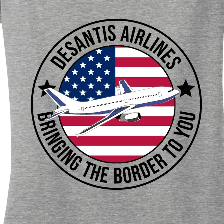 Desantis Airlines American Flag Political Women's V-Neck T-Shirt