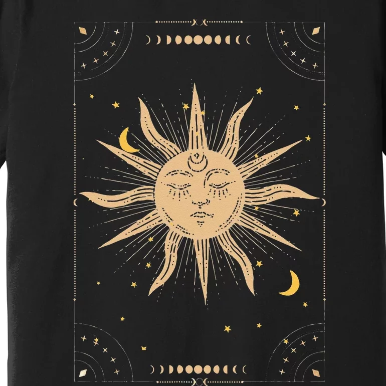 Dark Academia Aesthetic Light Academia Sun And Moon Tarot Premium T-Shirt