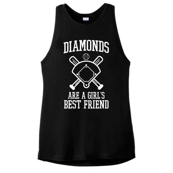 Diamonds Are A Girls Best Friend Funny Baseball Ladies Tri-Blend Wicking Tank