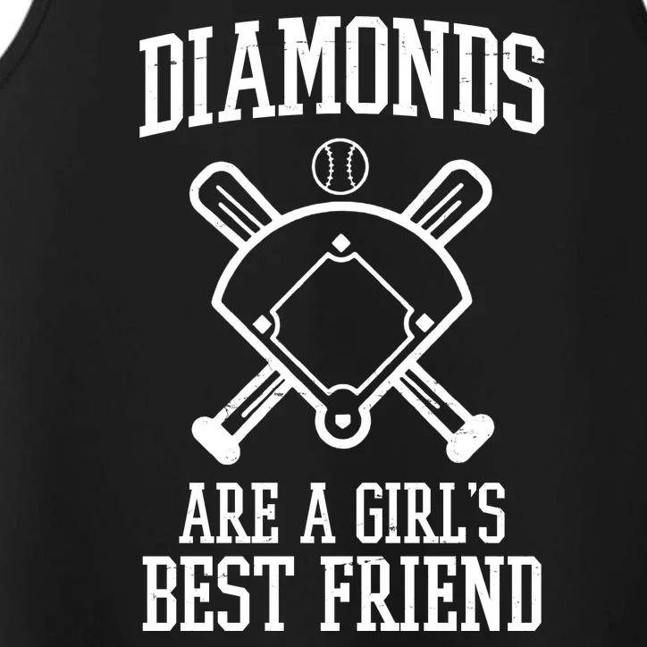 Diamonds Are A Girls Best Friend Funny Baseball Performance Tank