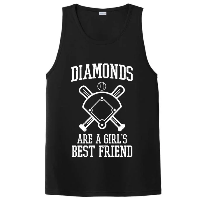 Diamonds Are A Girls Best Friend Funny Baseball Performance Tank