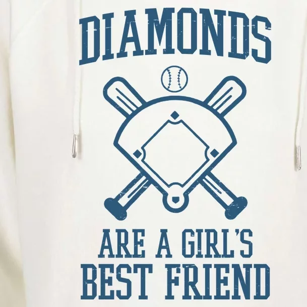 Diamonds Are A Girls Best Friend Funny Baseball Womens Funnel Neck Pullover Hood