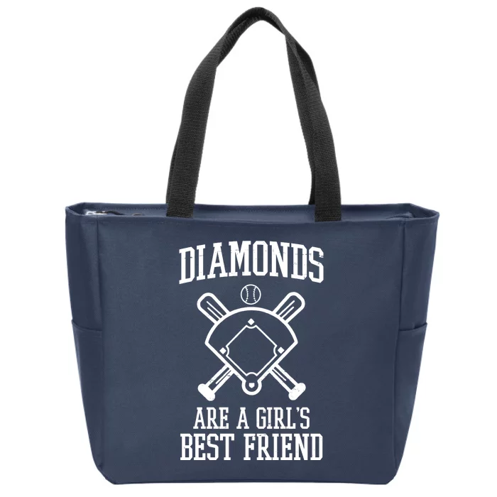 Diamonds Are A Girls Best Friend Funny Baseball Zip Tote Bag