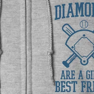 Diamonds Are A Girls Best Friend Funny Baseball Full Zip Hoodie