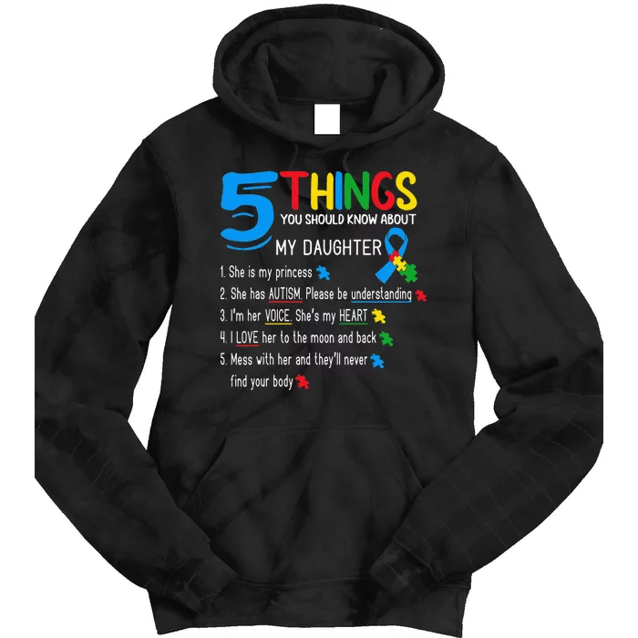 Daughter Autism Awareness Support Mom Dad Tie Dye Hoodie