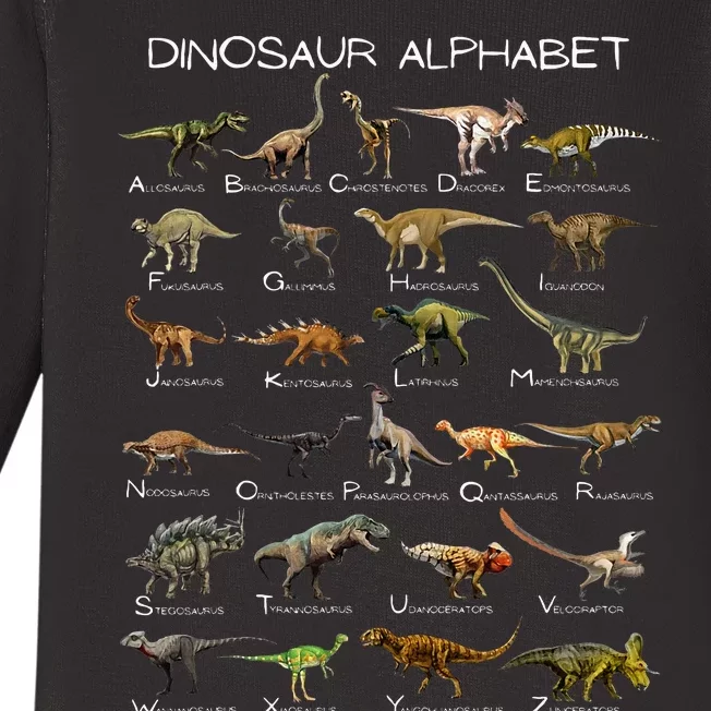 Dinosaur Alphabet Abc Dino Paleontology Educational Baby Long Sleeve Bodysuit