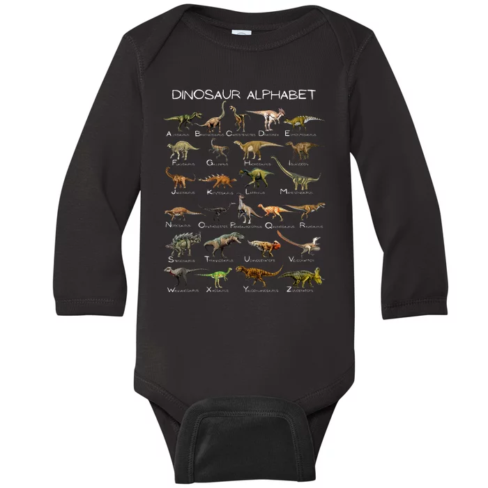 Dinosaur Alphabet Abc Dino Paleontology Educational Baby Long Sleeve Bodysuit