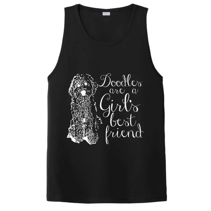 Doodles Are A Girl's Best Friend Golden Labradoodle Tshirt Performance Tank