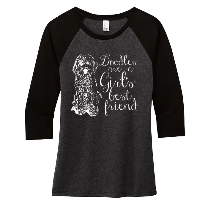 Doodles Are A Girl's Best Friend Golden Labradoodle Tshirt Women's Tri-Blend 3/4-Sleeve Raglan Shirt