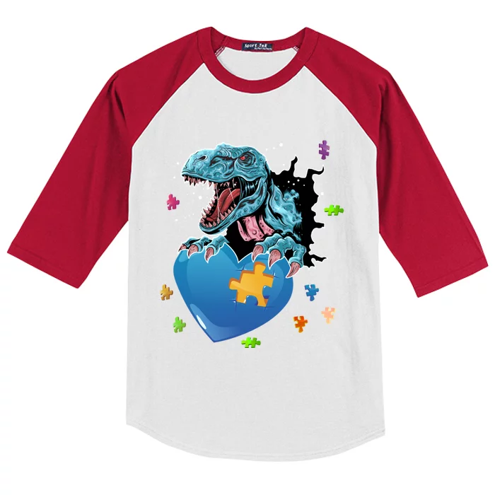 Dinosaur Autism Awareness Love Dinosaur Autism Cute Gift Kids Colorblock Raglan Jersey