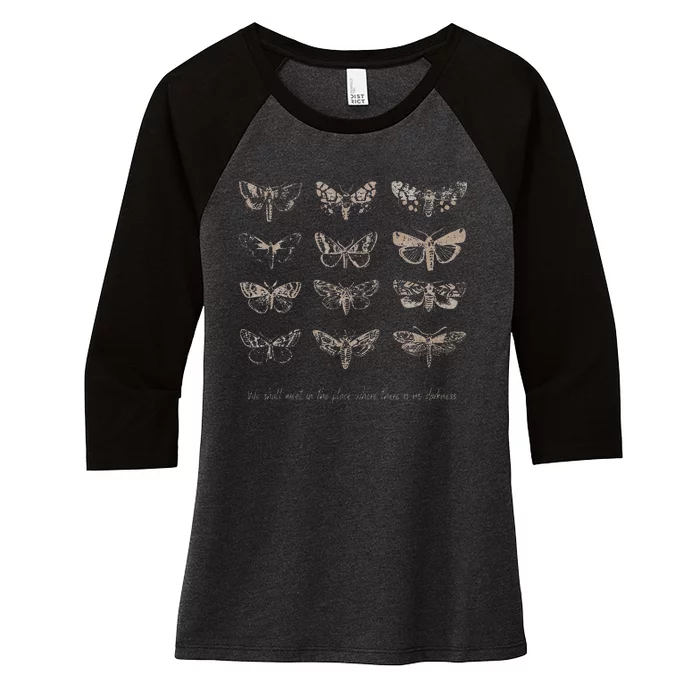 Dark Academia Aesthetic Cottagecore Goblincore Butterfly Women's Tri-Blend 3/4-Sleeve Raglan Shirt