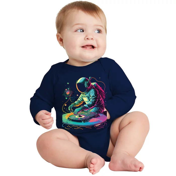 Dj Astronaut: And Teens Space Music Graphic Gift Baby Long Sleeve Bodysuit