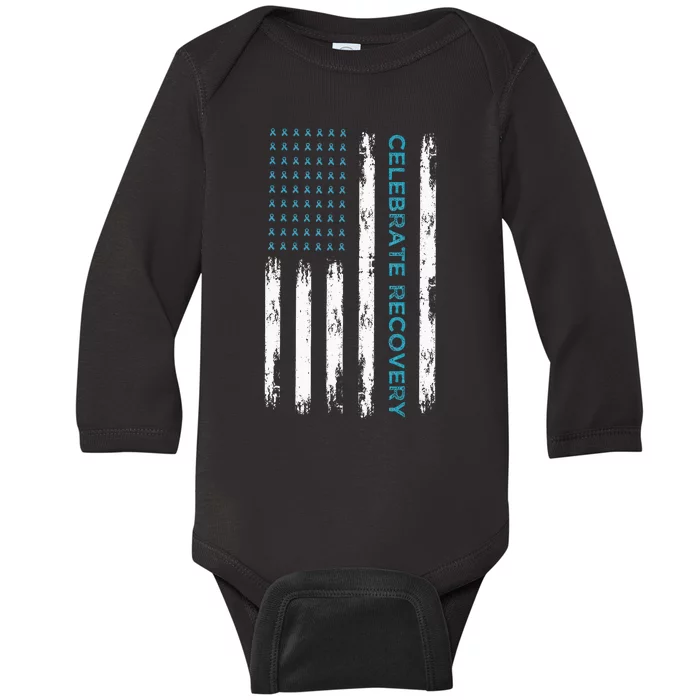 Drug Alcohol Addiction Recovery Celebrate Recovery Usa Flag Baby Long Sleeve Bodysuit