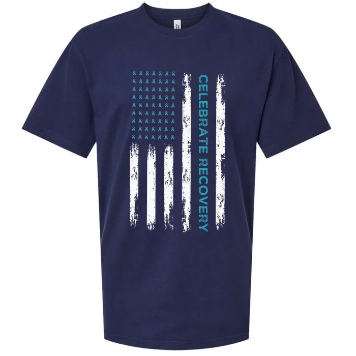 Drug Alcohol Addiction Recovery Celebrate Recovery Usa Flag Sueded Cloud Jersey T-Shirt