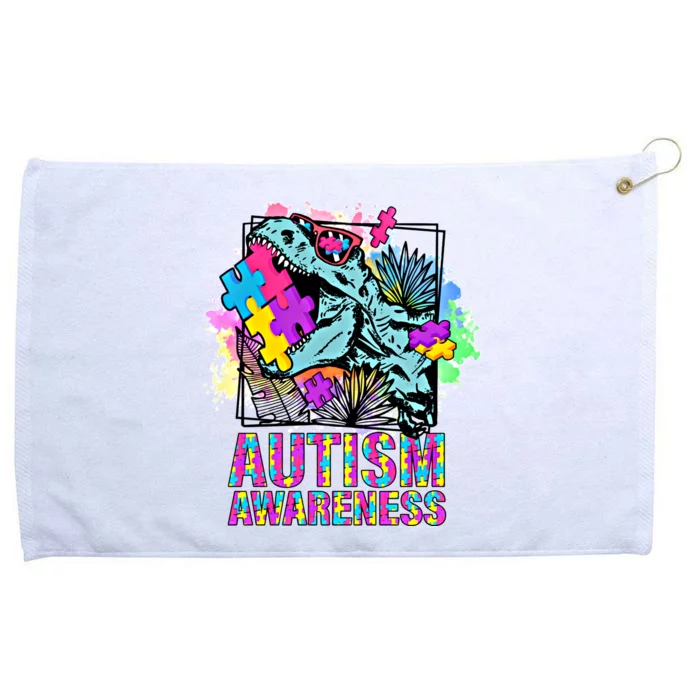 Dinosaur Autism Awareness Cute Gift Grommeted Golf Towel