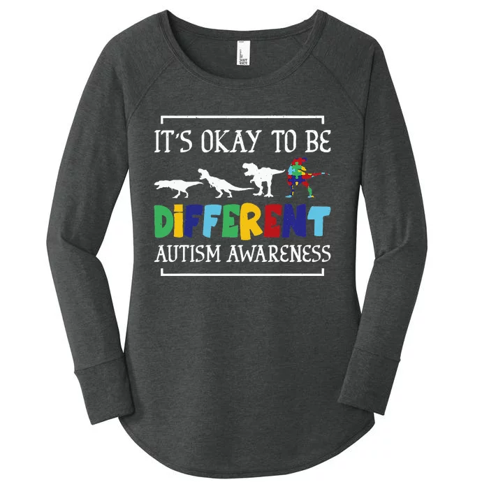 Dinosaur Autism Awareness It's Ok To Be Different Women's Perfect Tri Tunic Long Sleeve Shirt