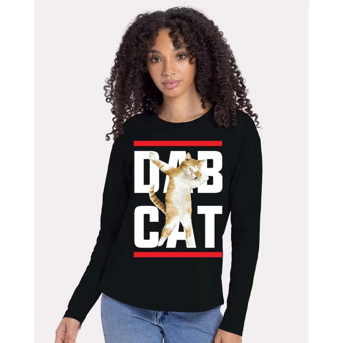 Dab Cat Dabbing Womens Cotton Relaxed Long Sleeve T-Shirt