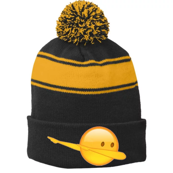 Dab Emoji Dabbing Stripe Pom Pom Beanie