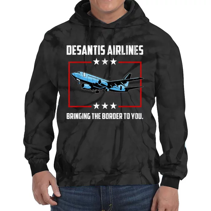 Desantis Airlines Bringing The Border To You Retro USA Flag Tie Dye Hoodie