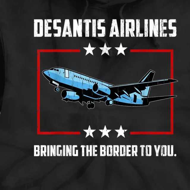 Desantis Airlines Bringing The Border To You Retro USA Flag Tie Dye Hoodie