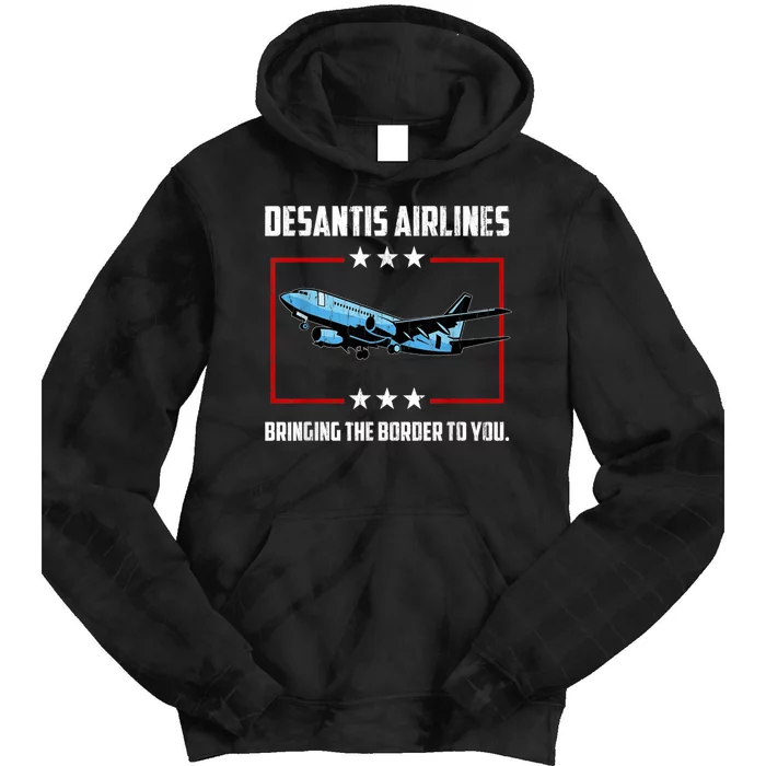 Desantis Airlines Bringing The Border To You Retro USA Flag Tie Dye Hoodie