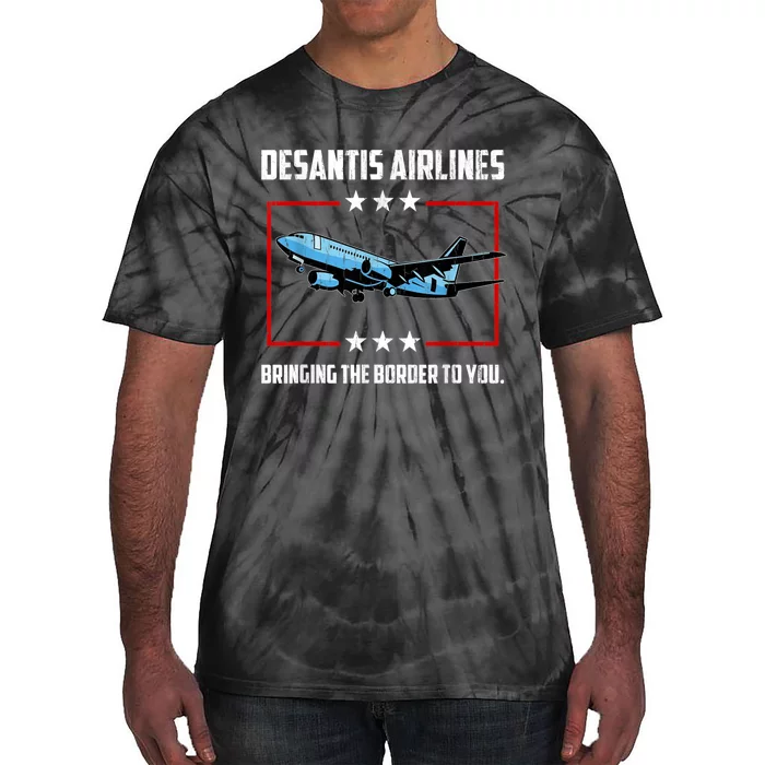 Desantis Airlines Bringing The Border To You Retro USA Flag Tie-Dye T-Shirt