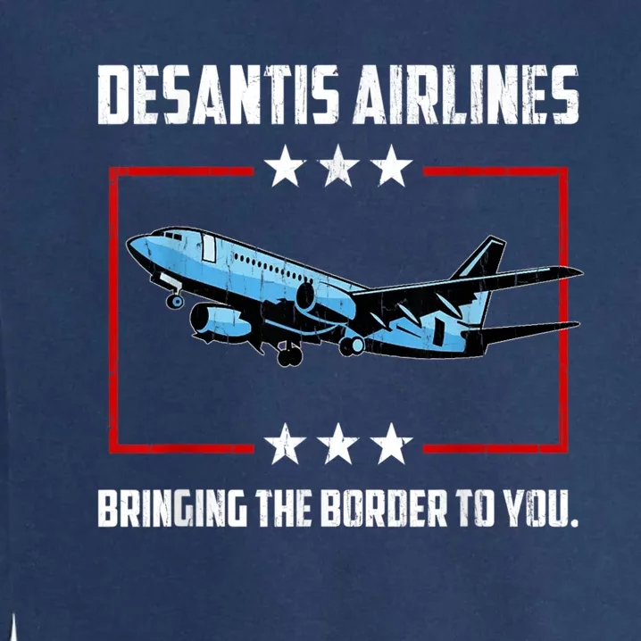 Desantis Airlines Bringing The Border To You Retro USA Flag Garment-Dyed Sweatshirt