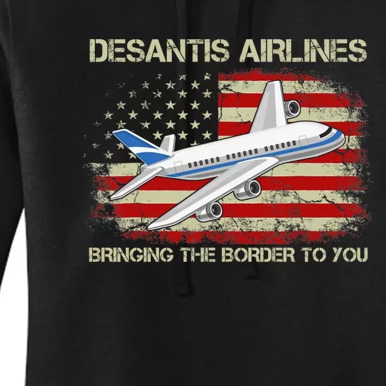 DeSantis Airlines Bringing The Border To You Funny DeSantis Women's Pullover Hoodie