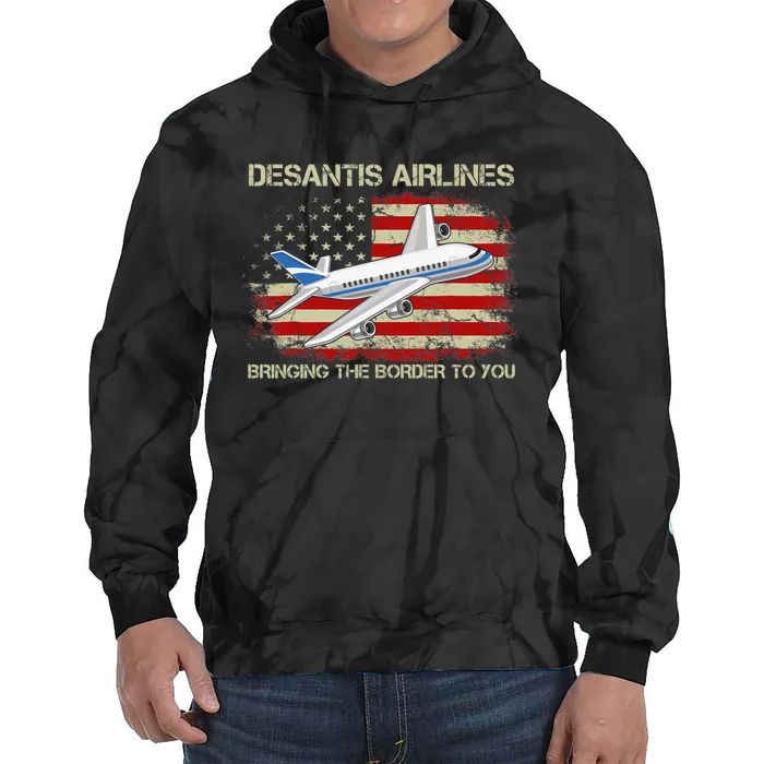 DeSantis Airlines Bringing The Border To You Funny DeSantis Tie Dye Hoodie