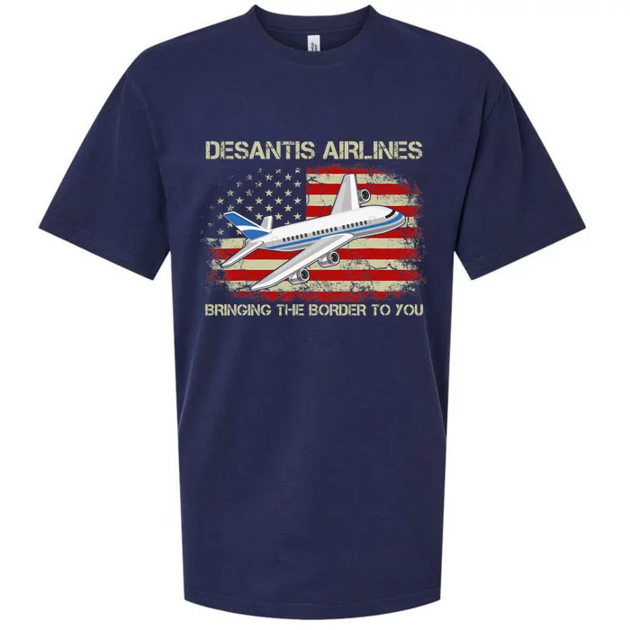 DeSantis Airlines Bringing The Border To You Funny DeSantis Sueded Cloud Jersey T-Shirt