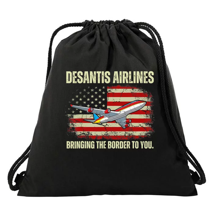 DeSantis Airlines Bringing The Border To You Funny DeSantis Drawstring Bag