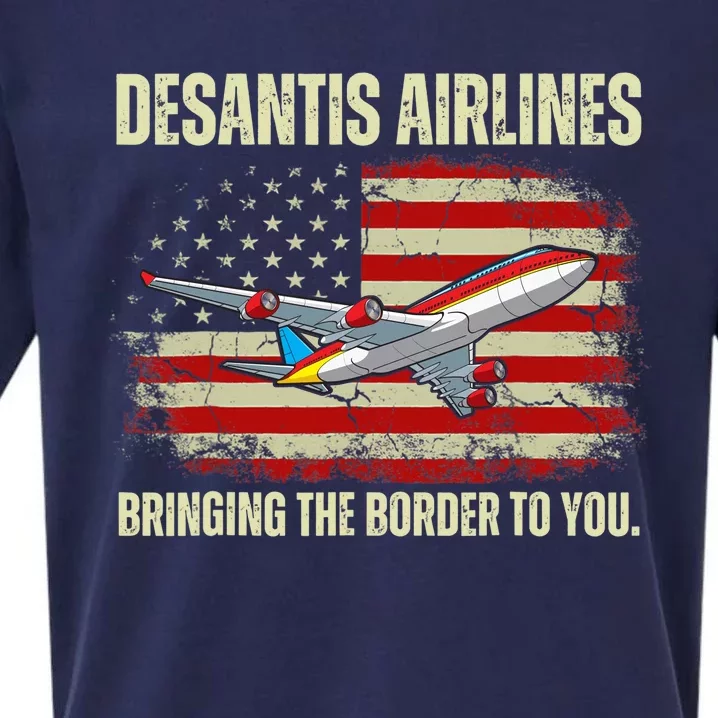 DeSantis Airlines Bringing The Border To You Funny DeSantis Sueded Cloud Jersey T-Shirt