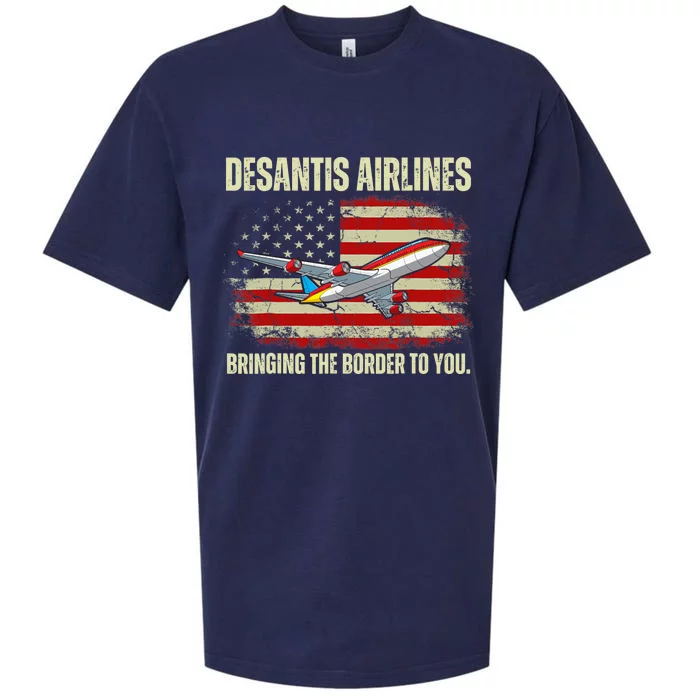 DeSantis Airlines Bringing The Border To You Funny DeSantis Sueded Cloud Jersey T-Shirt