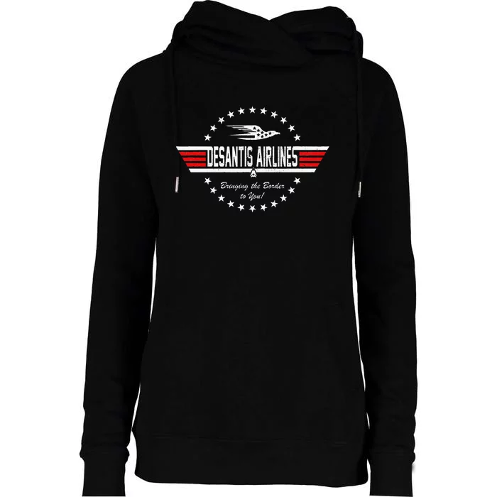 Desantis Airlines Bringing The Border To You Womens Funnel Neck Pullover Hood