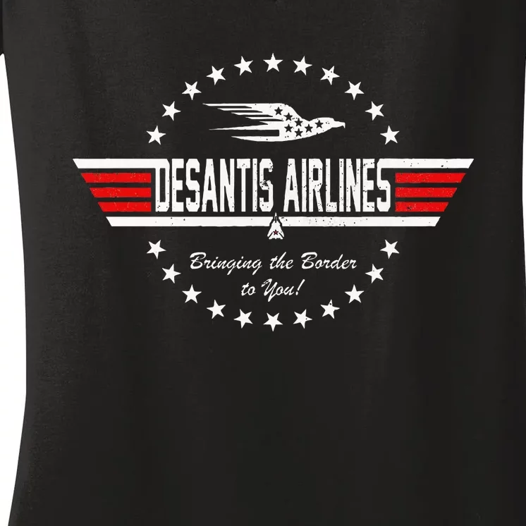 Desantis Airlines Bringing The Border To You Women's V-Neck T-Shirt