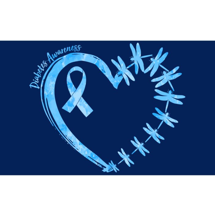 Diabetes Awareness Blue Dragonfly Ribbon Heart Bumper Sticker